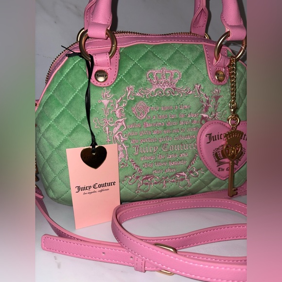 Juicy Tale Crossbody Bag Retro Green Pink Bag with Key Heart Charms - Viral - Picture 3 of 9